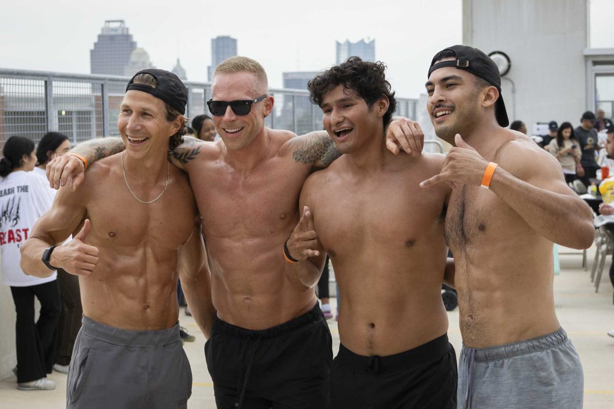Dan Morrison, SAC Assistant Professor of Philosophy Dan Herrick, SAC alum Victor Ricondo, and Carlos Cardenas of team OTF set a new course record of 21:41. Photo by Pablo Viveros.