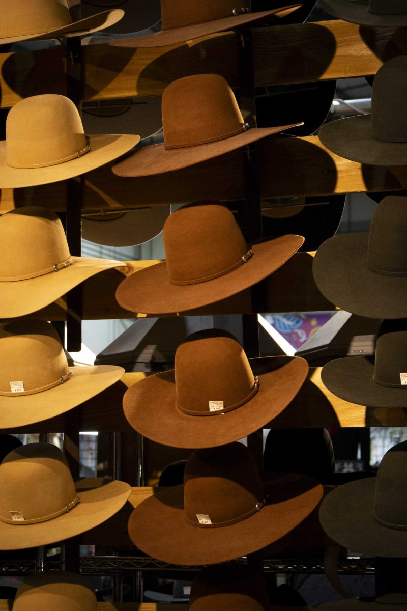 A display of hats at the Heads or Tails Hats Boutique at the San Antonio Stock Show and Rodeo Expo Hall Feb.12. Photo by Itzabel Lara.