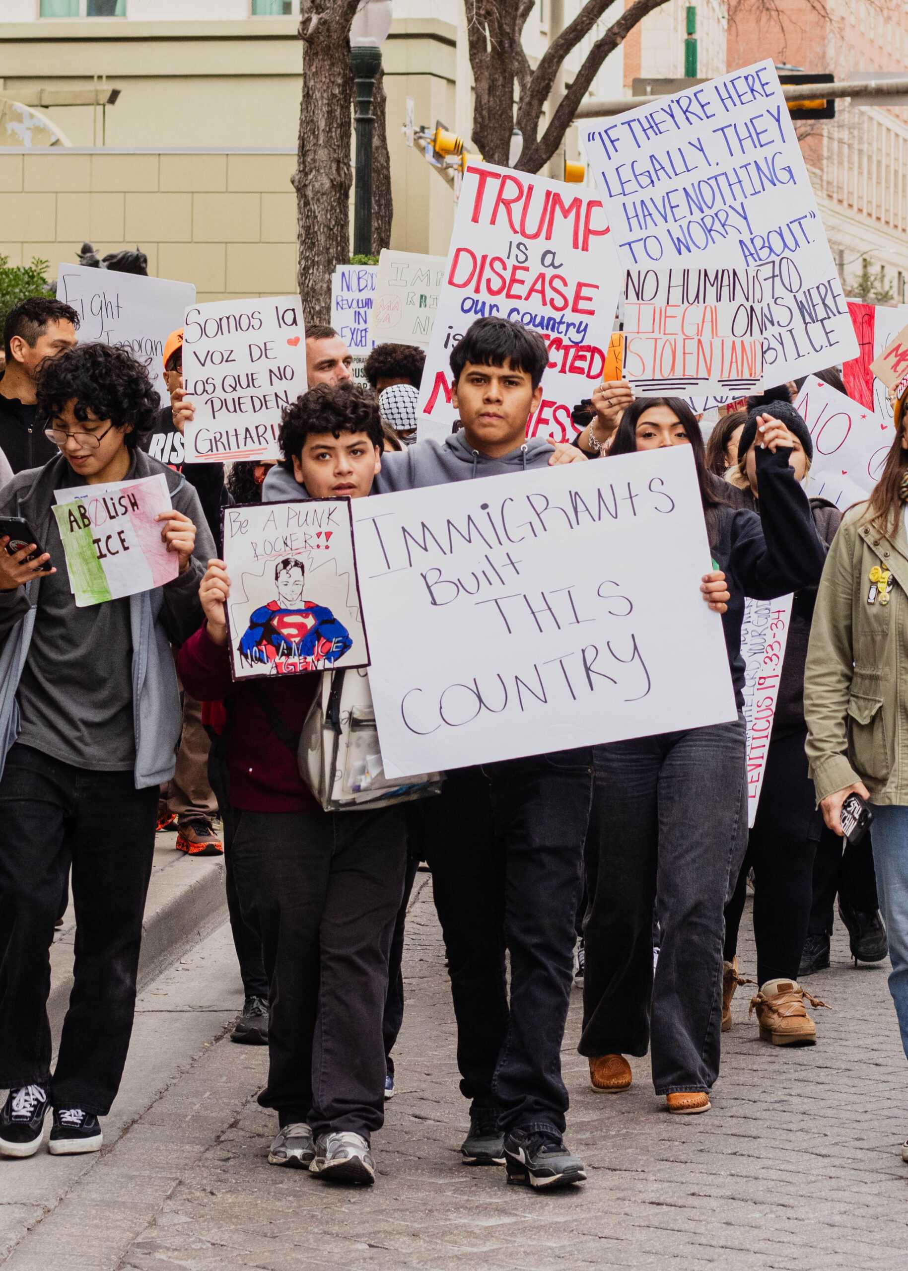 Students march together as they join hundreds of protesters Friday. Photo by Hailey Vilegas.